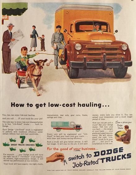 1949 Dodge Truck Ad ~ Low Cost Hauling