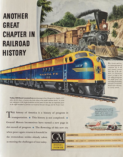 1943 GM Diesel Locomotive Train ~ Santa Fe Line