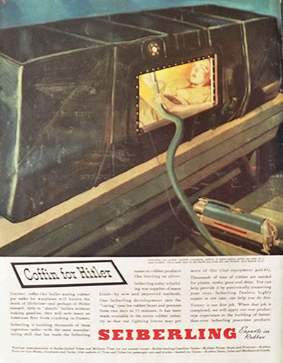 1943 Sieberling Rubber Ad ~ Coffin for Hitler
