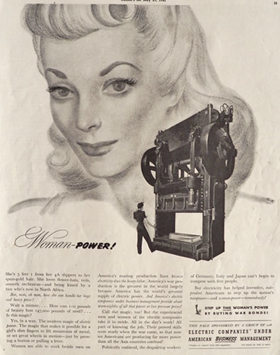 1943 Electric Company Ad ~ WOMAN POWER!