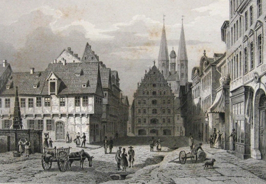 Der Kohlmarkt in Braunschweig Germany ~ Antique Print