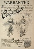 1892 Columbia Bicycle Ad ~ Man & Woman on Bikes
