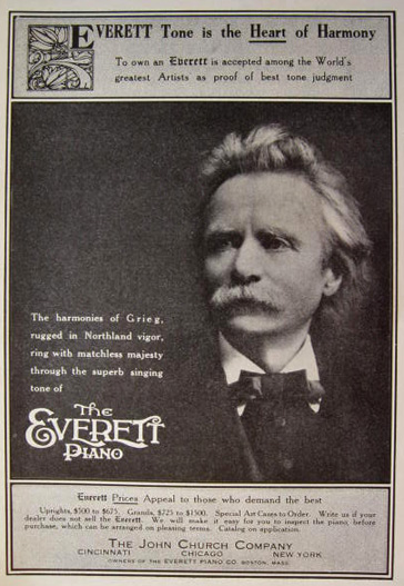 1910 Everett Piano Ad ~ Edvard Grieg Photo