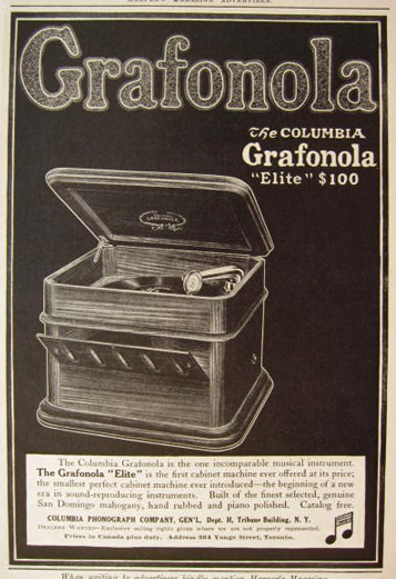 1910 Columbia Grafonola Ad ~ The "Elite"