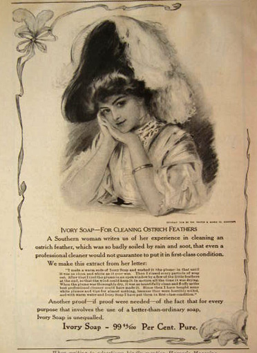 1908 Ivory Soap Ad ~ For Cleaning Ostrich Feathers