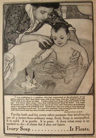 1911 Ivory Soap Ad ~ Baby in Tub