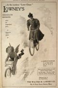 1897 Lowney's Chocolate Bonbons Ad ~ Cupid Rides Bike