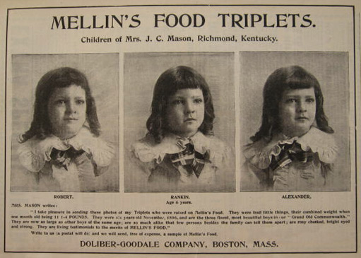 1897 Mellin's Food Ad ~ Mason Triplets, Richmond KY