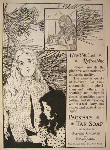 1897 Packer's Tar Soap Ad ~ Healthful & Refreshing