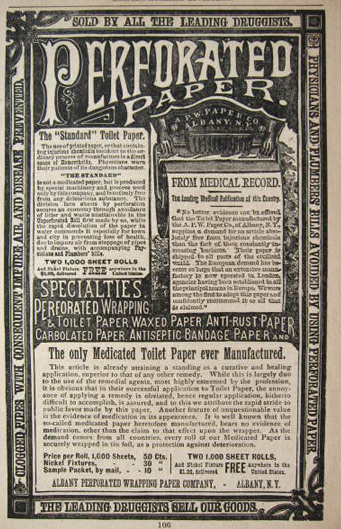 1885 A.P.W. Perforated Toilet Paper Ad