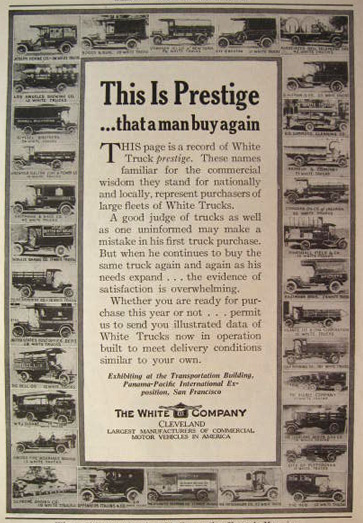 1915 White Trucks Ad ~ Trucks from Many Companies
