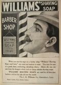 1899 Williams Shaving Soap Ad ~ Barber Shop
