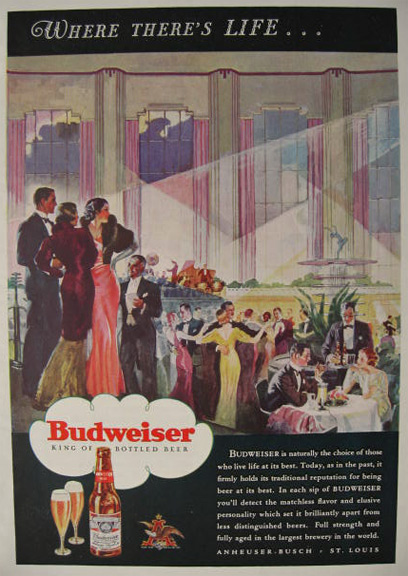 1933 Budweiser Beer Ad ~ Where There's Life