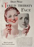 1933 Coca Cola Coke Ad ~ Tired Thirsty Face