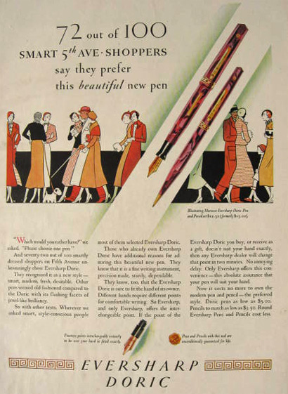 1932 Eversharp Doric Morocco Fountain Pen & Pencil Set Ad