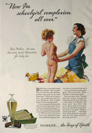 1933 Palmolive Soap Ad ~ Andrew Loomis Mom & Baby