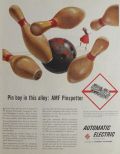 1958 Automatic Electric Ad ~ AMF Pinspotter Bowling