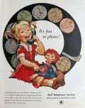 1958 Bell Telephone Ad ~ Pete Hawley Art ~ Dolly Phone