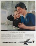 1958 Boeing 707 Ad ~ Coin, Watch, Flower