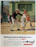 1958 Douglas DC-7 Airplane Ad ~ Baseball Kids