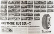 1958 Firestone Rubber-X Tires Ad ~ Indianapolis "500" Winners Photos