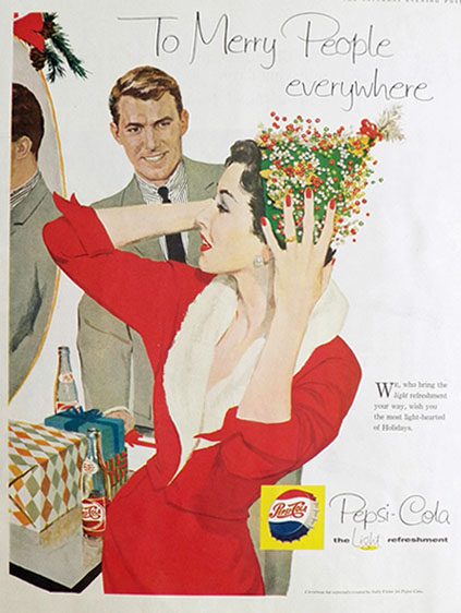 1958 Pepsi-Cola Ad ~ To Merry People Everywhere