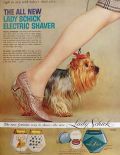 1958 Lady Schick Shaver Ad ~ Yorkshire Terrier Yorkie