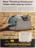 1958 Underwood Golden Touch Typewriter Ad ~ Floating Keyboard