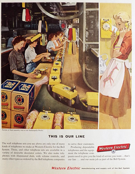 1958 Western Electric Telephone Ad ~ Indianapolis Assembly Line