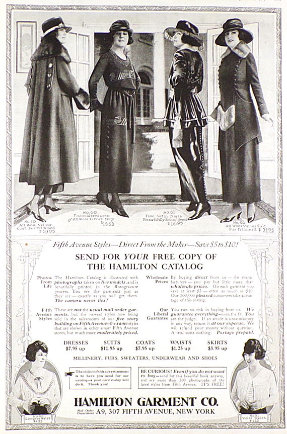 1919 Hamilton Women's Fashions Ad ~ 5th Avenue Styles
