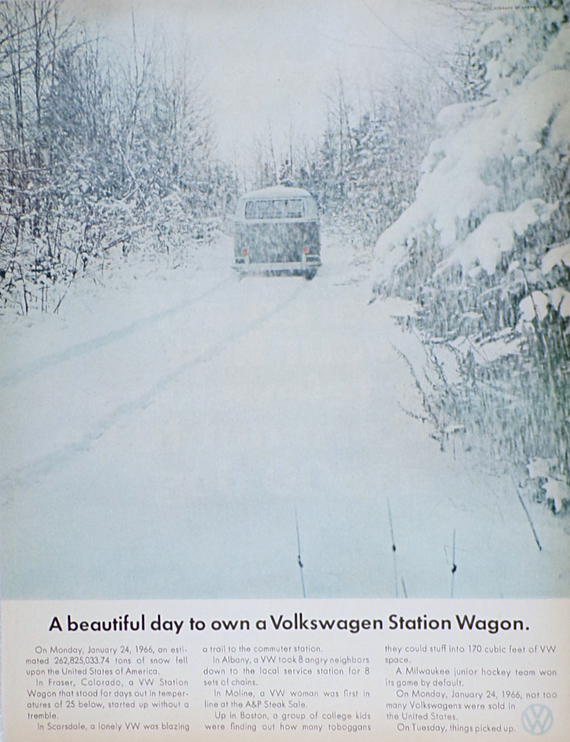 1966 Volkswagen Bus Station Wagon Ad ~ Blizzard of 1966