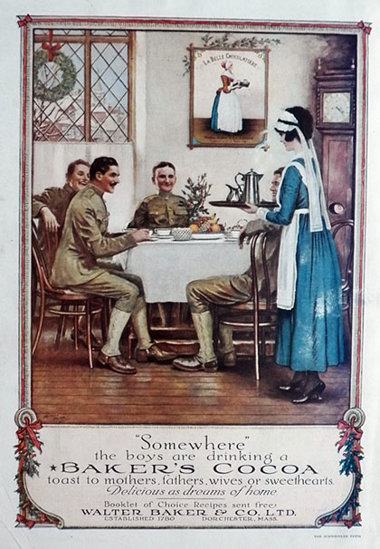 1917 Baker's Cocoa Ad ~ Norman Price Soldiers