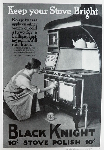 1917 Black Knight Stove Polish Ad ~ Keep Your Stove Bright