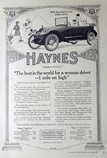 1917 Haynes Auto Ad ~ Best For a Woman Driver