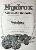 1917 Sunshine Hydrox Chocolate Biscuits Ad ~ Dainty Biscuit Bon-Bons