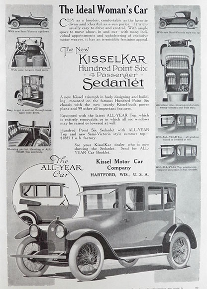 1917 KisselKar Hundred Point Six Sedanlet Car Ad