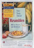 1917 Kellogg's Krumbles Cereal Ad ~ With Fruit or Berries
