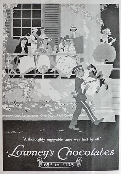 1917 Lowney's Chocolates Ad ~ Bellboy