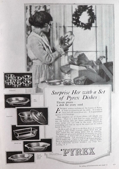 1917 Antique Pyrex Dishes Ad ~ Surprise Her With a Set