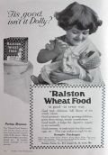 1917 Ralston Wheat Foods Ad ~ Child Feeds Dolly