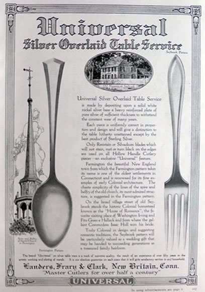 1917 Universal Silver Ad ~ Farmington & Saybrook Patterns