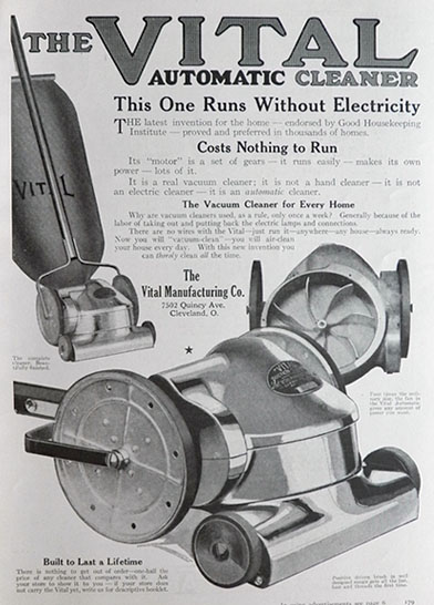 1917 Vital Automatic Vacuum Cleaner Ad ~ No Electricity
