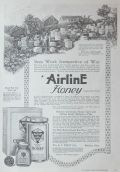 1916 Airline Honey Ad ~ Bees Work Irrespective of War