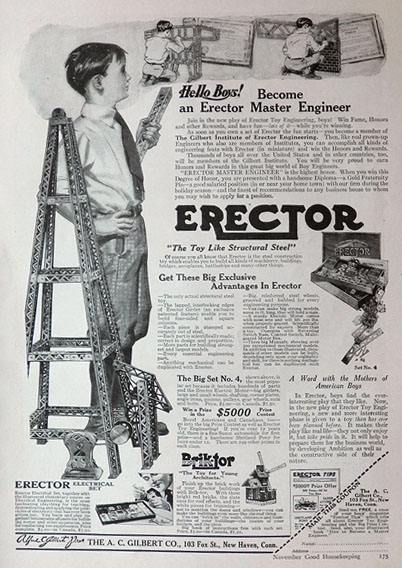 1916 Gilbert Erector Set Ad ~ Like Structural Steel