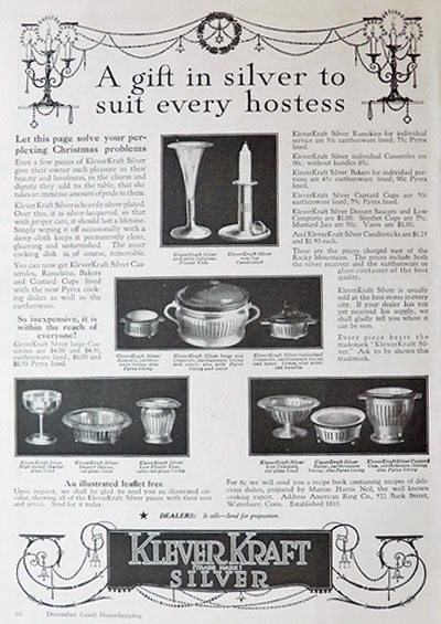1916 Klever Kraft Silver Ad ~ A Gift In Silver