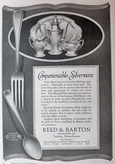 1916 Reed & Barton Silverware Ad ~ Heppelwhite Patern