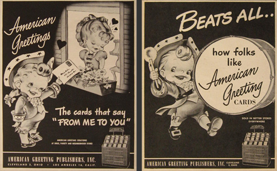 1948 American Greeting Cards Ad ~ Lot of 2