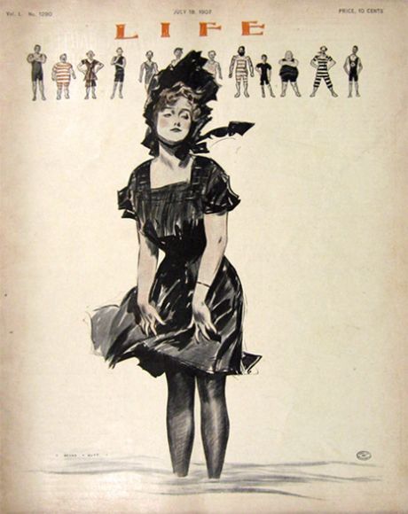 1907 Life (Humor) Magazine Cover ~ Henry Hutt, Beach Lady