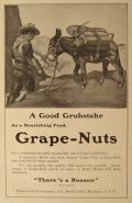 1910 Grape Nuts Cereal Ad ~ Good Grubstake