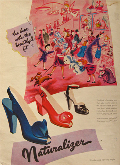 1948 Naturalizer Shoes Ad ~ Alajalov